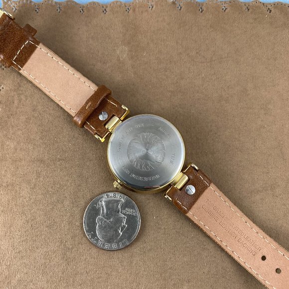 Anne Klein Unisex Gold Tone Watch Brown Strap main image 5